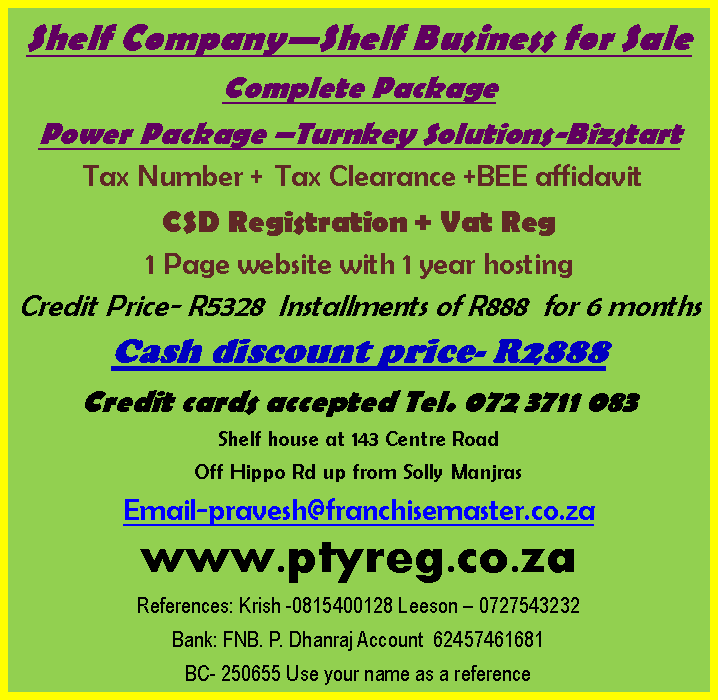 CIPC Company Registrations South Africa 2022 Pravesh Pty